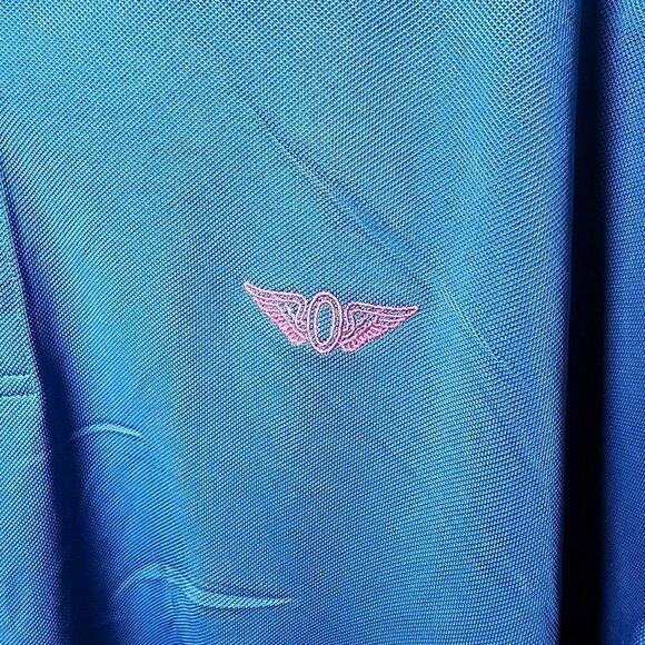 FootJoy Golf Polo Shirt Mens 2XL Blue Pink Trim FJ Logo Performance Stretch - Picture 3 of 8